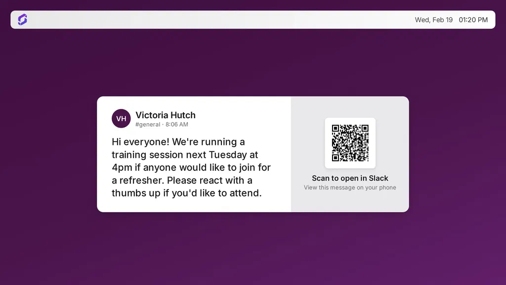 Bring your Slack announcements to your screens
