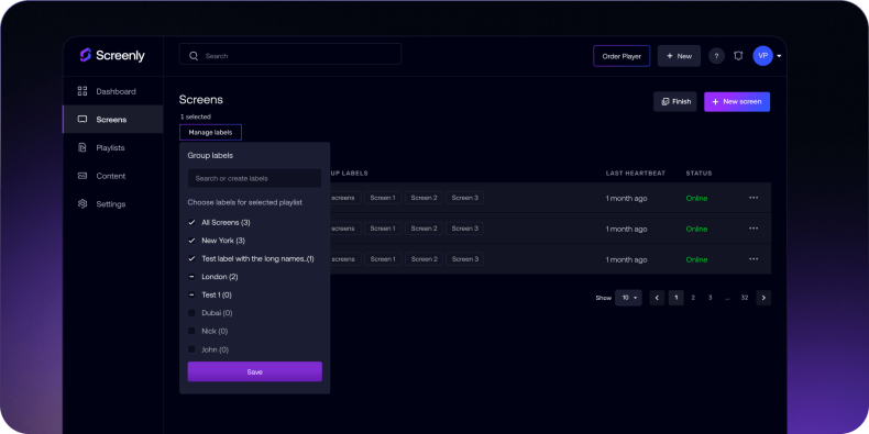 Screenly - Group Labels | End Users