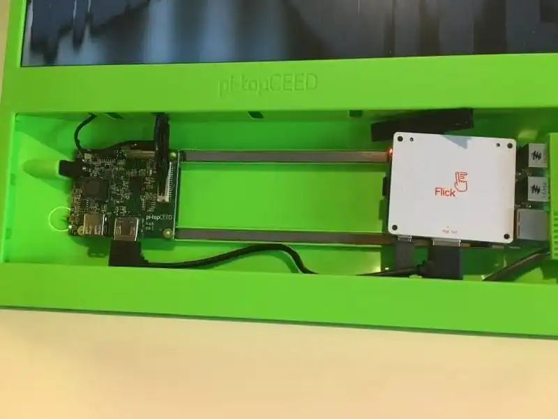 I had to disable the pi-top power supply to the Raspberry Pi to fit the Flick HAT.