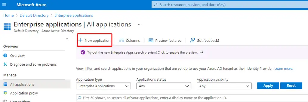 Microsoft Entra ID SAML set up step 1.
