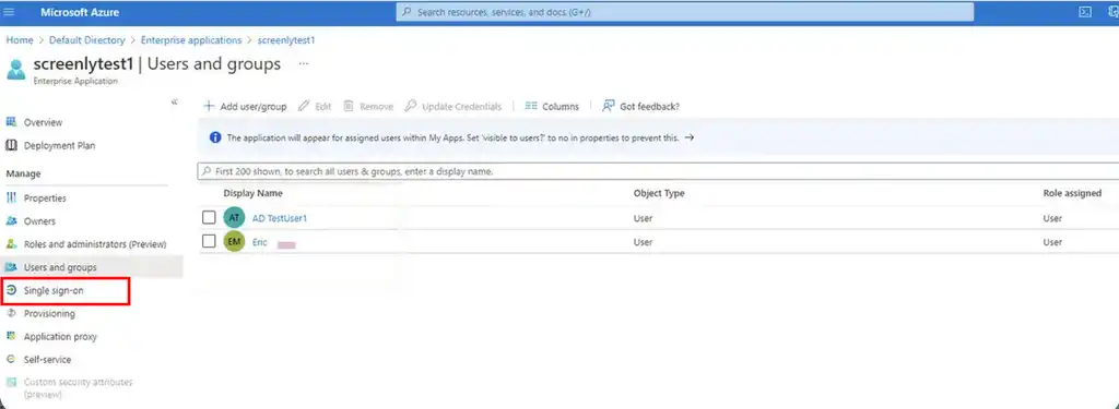 Microsoft Entra ID SAML set up step 4.