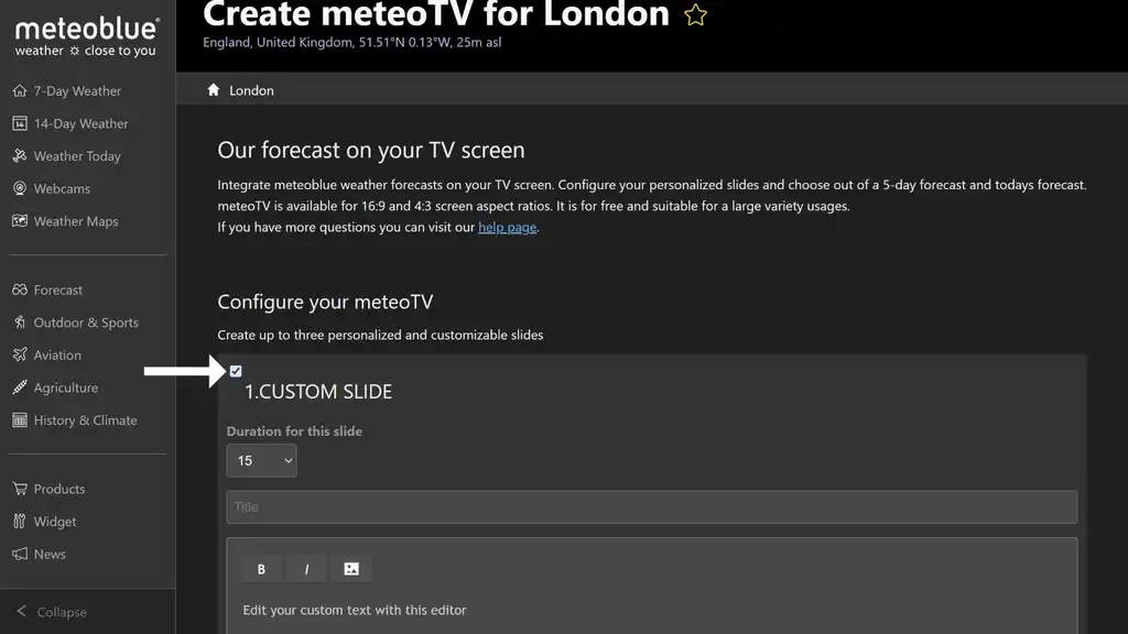 MeteoTV custom slide section