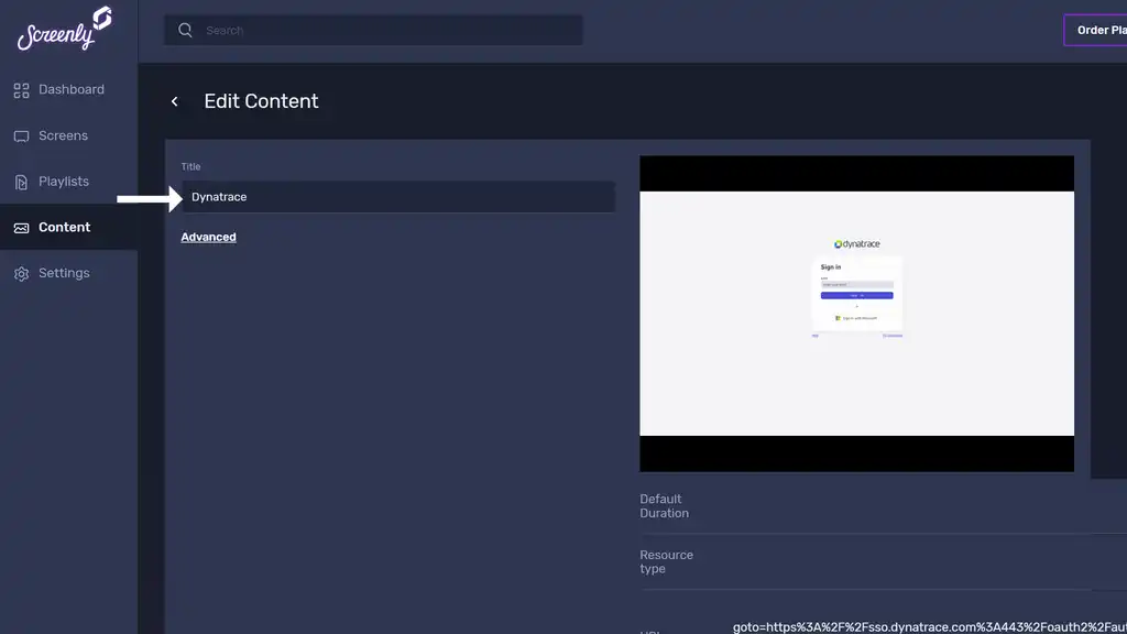 The Dynatrace content page