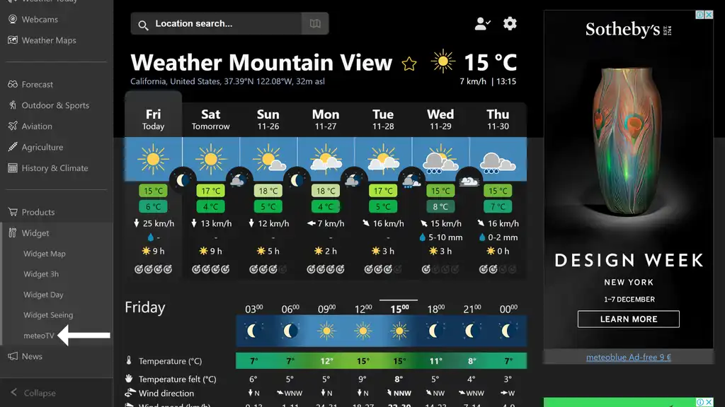 MeteoTV weather view page